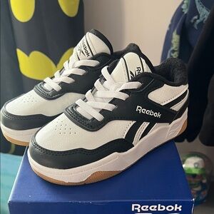 Reebok Kids Black and White Sneakers with Gum Sole
